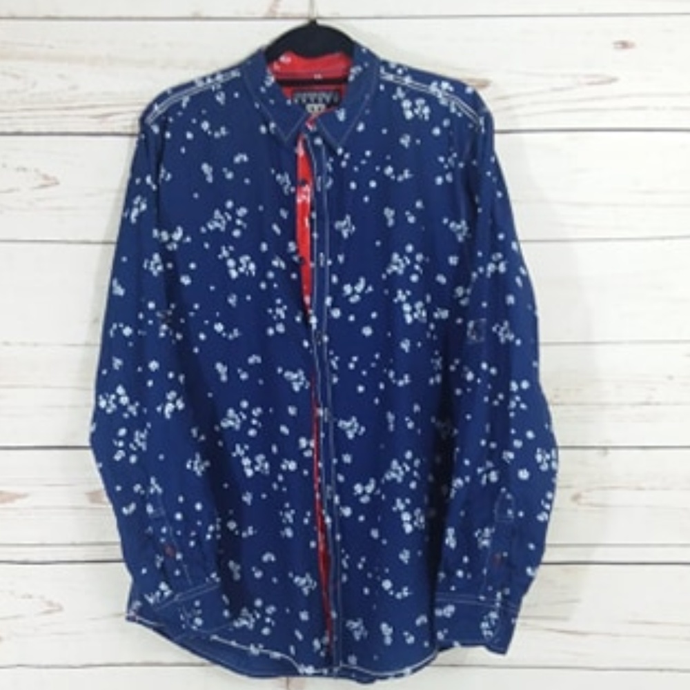 Tranquility & Mayhem Button Down Blue Shirt - image 1